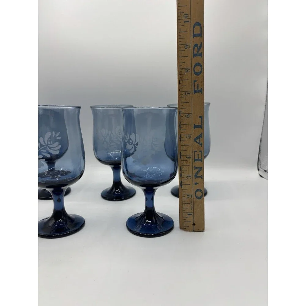 5 Vintage 1970's Pfaltzgraff Yorktowne Cobalt Blue 10oz 6 1/2